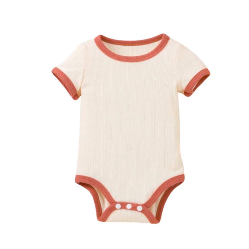 Kortärmad babybody med kontrastkant