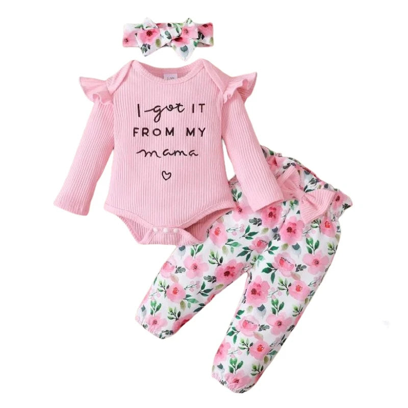 Blommigt Babyset med Body och Byxor