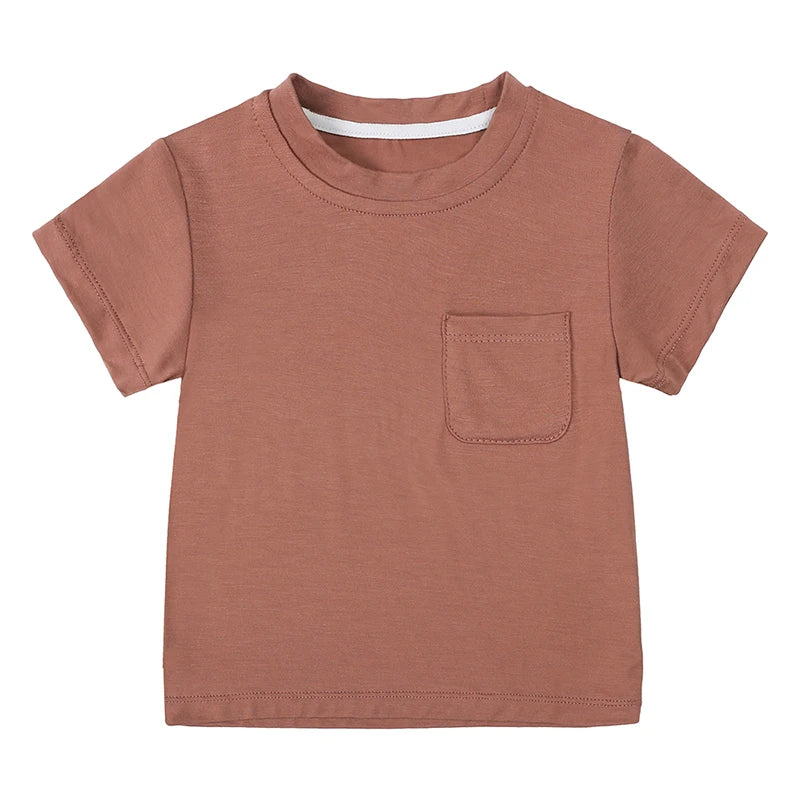 T-shirt med ficka Brun