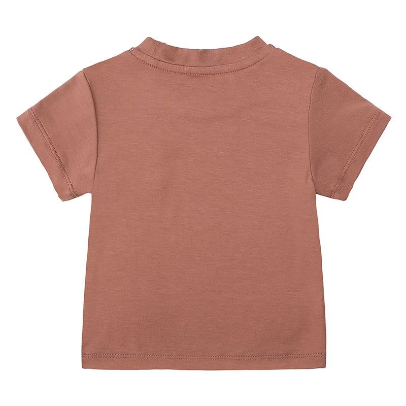 T-shirt med ficka Brun
